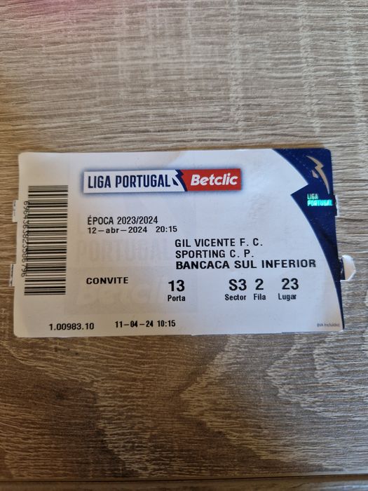 Bilhete Gil Vicente vs Sporting 23/24