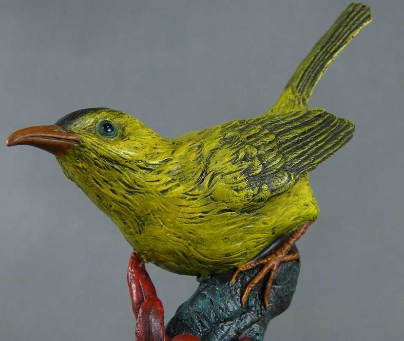 Figura PTAK na gałęzi BRĄZ marmur RZEŹBA sygnatura Milo 2,9 kg