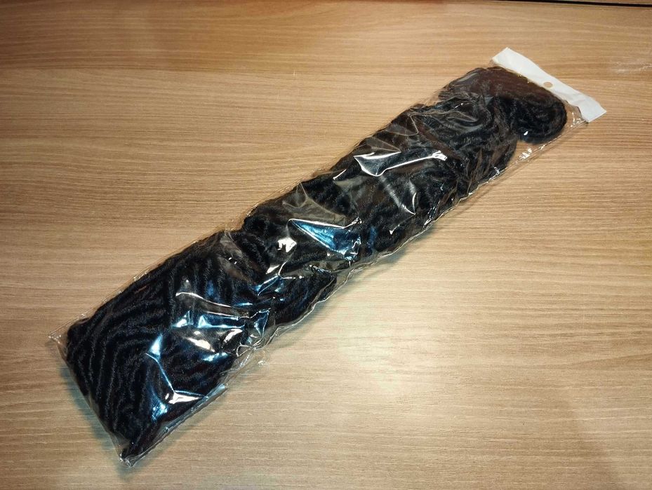 Peruka - Doczepki - Włosy - Treska - Czarne - 40 cm