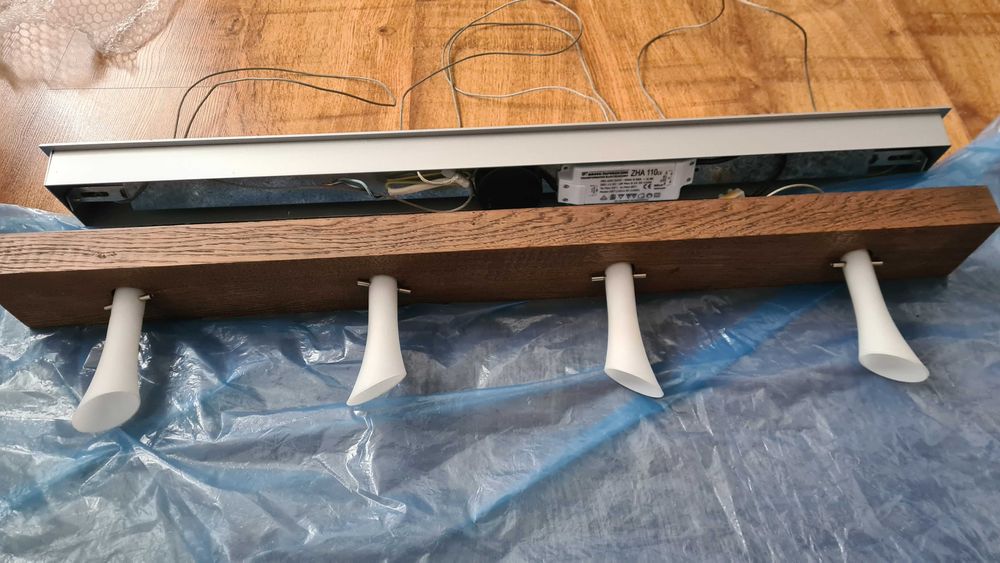 Lampa wisząca drewno, stal