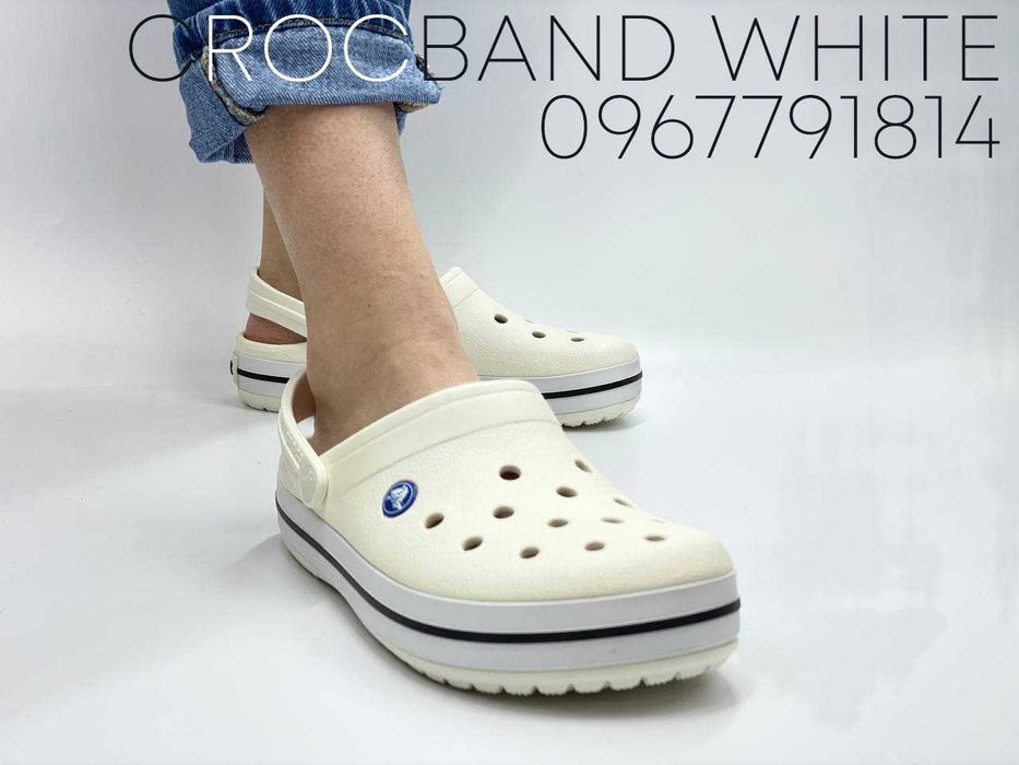 Crocs Crocband Clog White Белые кроксы сабо размеры в наличии (36-44)