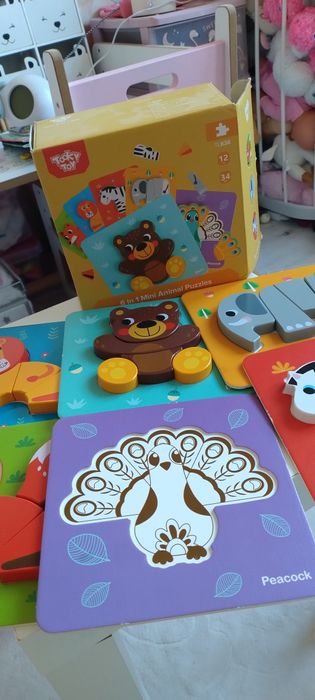 Puzzle układanki drewniane zwierzątka