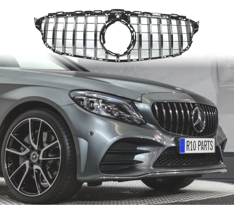 GRELHA MERCEDES W205 18-21 LOOK GT-R CROMADO COM CÂMERA