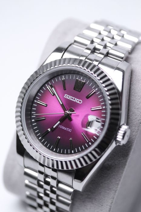 Zegarek Custom Mod Datejust Crown Purple Jubilee Seiko Mod