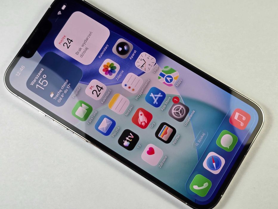 iPhone 13 PRO 256GB / Silver/ 76%/ Grade A- / + ładowarka