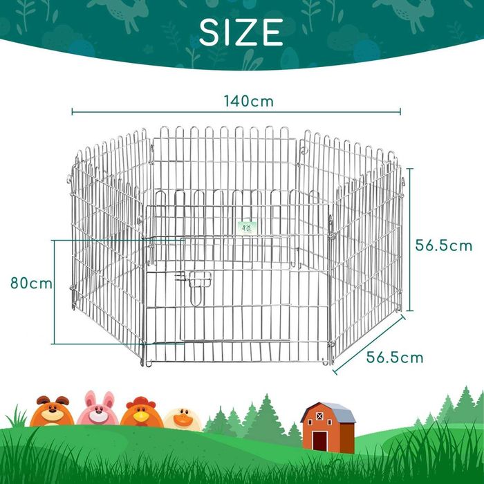 Parque 6 painéis gaiola para animais de estimação 56,5 x 56,5 cm