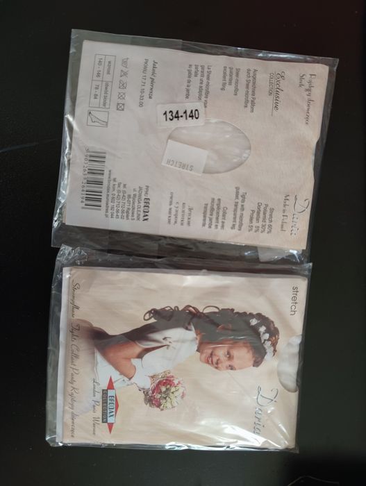 Rajstopy  białe 134 3 sztuki