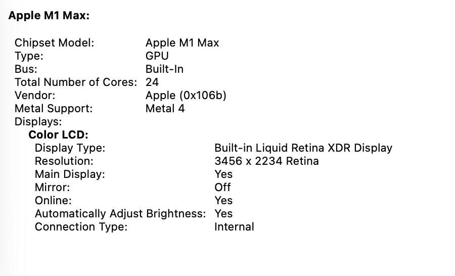 MacBook Pro 16 M1 MAX 64GB RAM 1TB SSD Silver