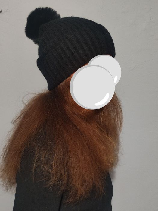 Czapka damska czarna ciepła z pomponem NOWA wiskoza angora