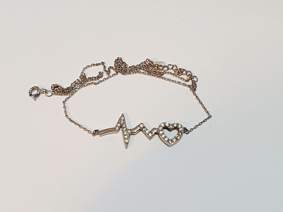 Łańcuszek srebrny zawieszka wisiorek pr. 925 serduszko puls serduszko