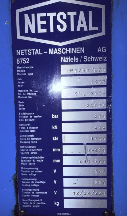 Термопластавтомат Netstal 1993 року