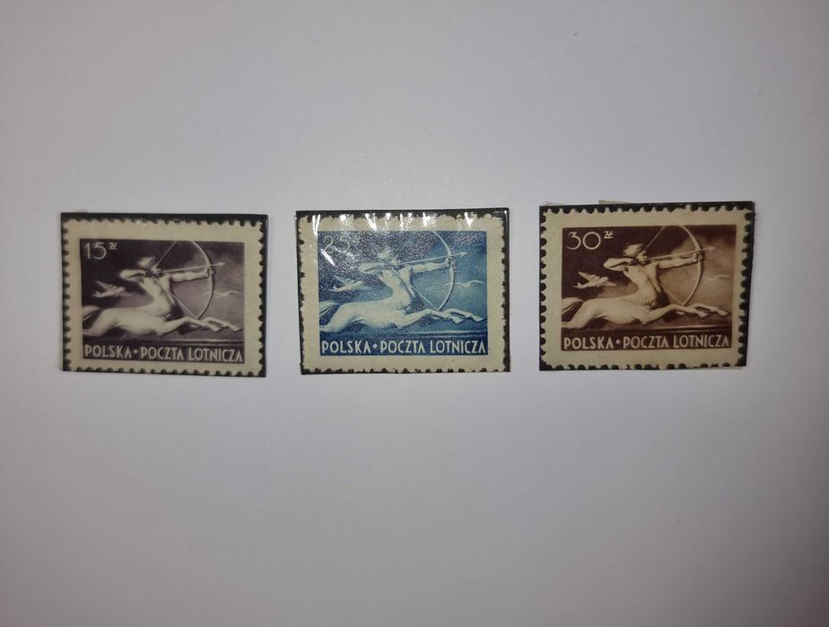 Znaczki pocztowe Polska 1948 – Centaur, Poczta Lotnicza – Fi 444–446
