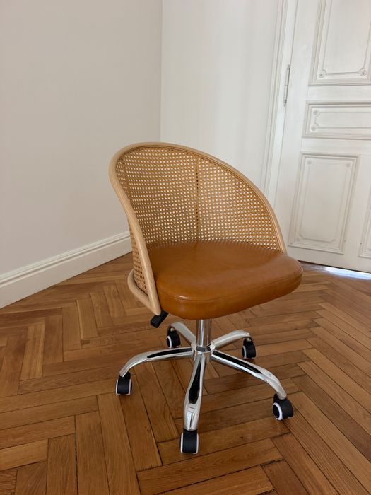 Krzesło chrom, rattan, obrotowe