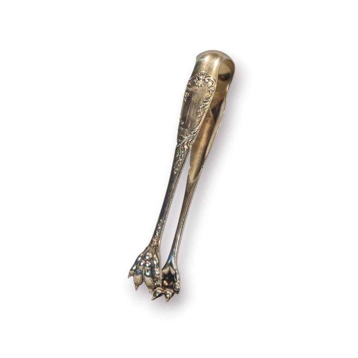 Pinça Açúcar Antiga com Pontas Patas Felinas – Banhada a Prata (2g)