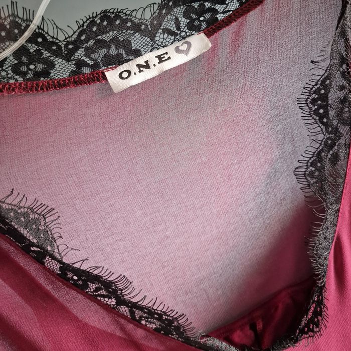 One fashion bordowa sukienka oversize bordo