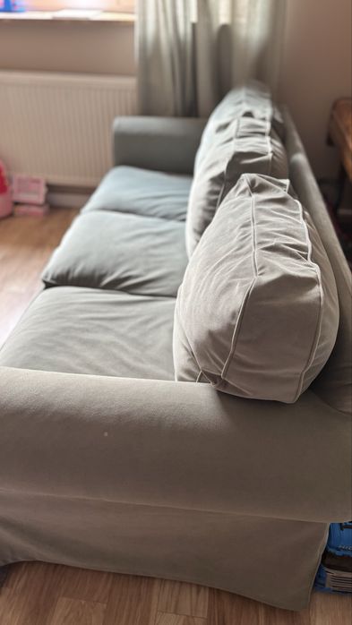 Sofa ektorp 3 osobowa nierozkładana 2 pokrowca szary i oliwkowy