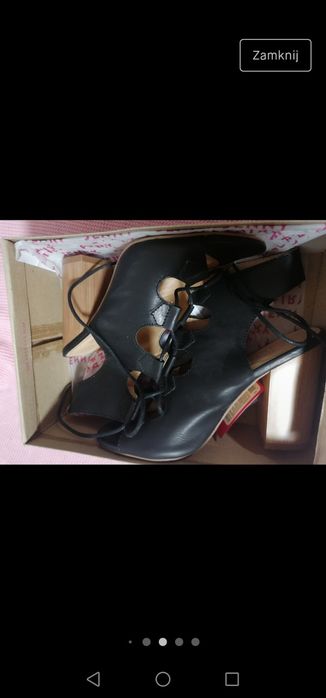 Buty sandałki na obcasie czarne wiązane 38 damskie