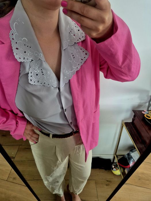 Koszula szara z haftem boho retro elegancka viral Bleyle 40/L