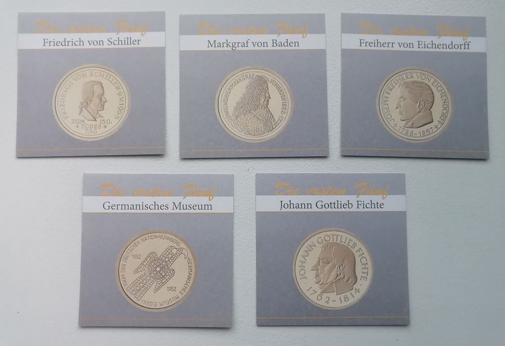 Німеччина 2007р. ЗОЛОТО. ПРУФ. Шикарний набір 5 марок! Сертифікати.