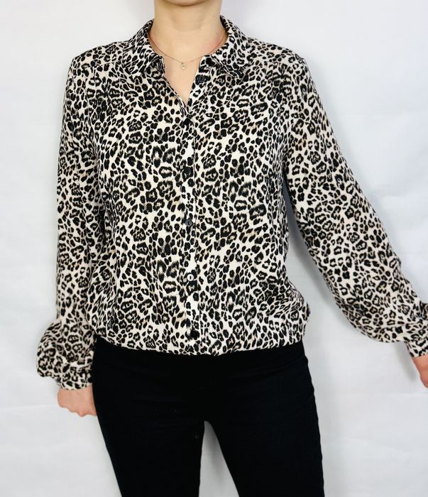 Koszula w cętki beżowo-czarna XS 34