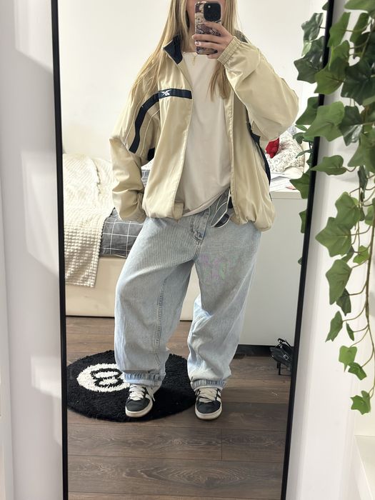 Vintage Reebok kurtka sportowa oversize beżowa M