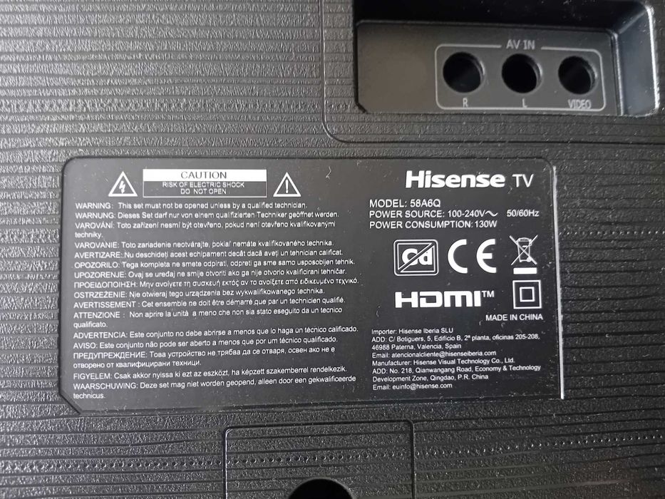 Tv Hisense 58A6Q peças