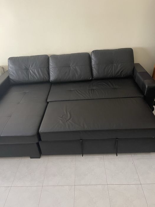 Sofá chaise longue preto