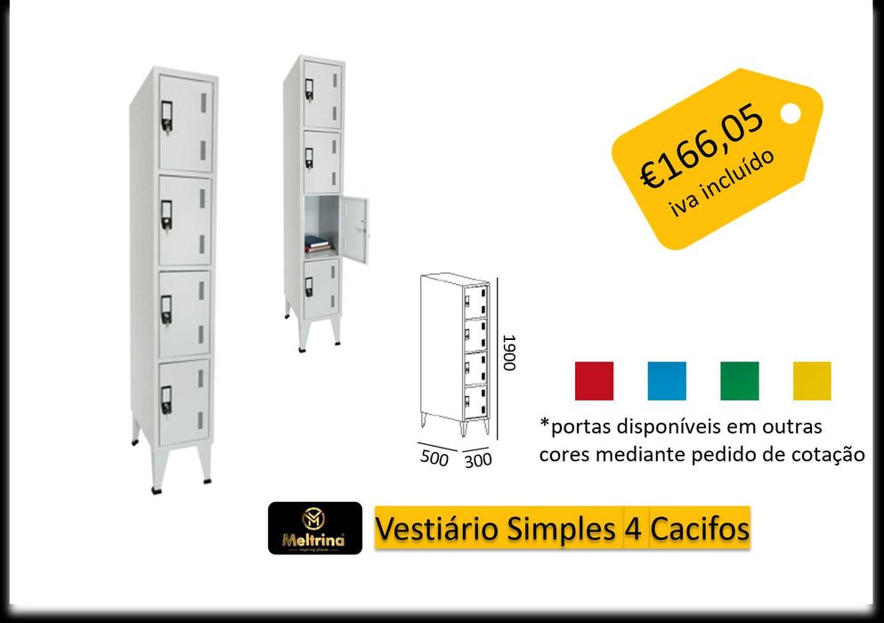 Armários vestiários divididos