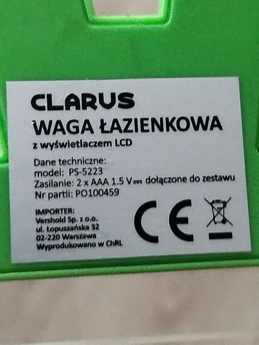 Vershold Clarus waga łazienkowa z wyświetlaczem LCD