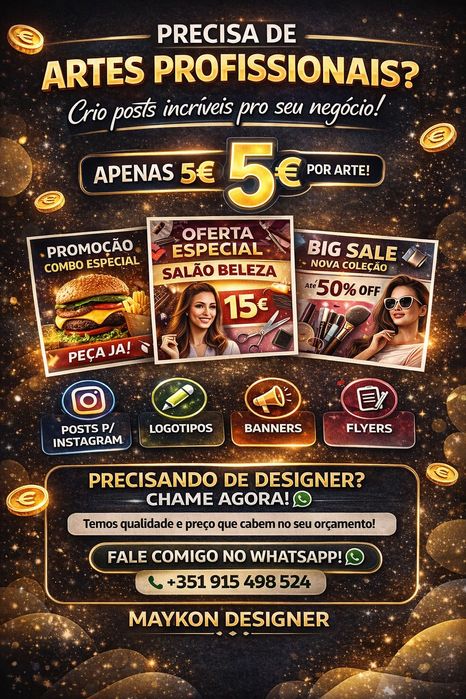 Artes profissionais e personalizadas por apenas 5€!!