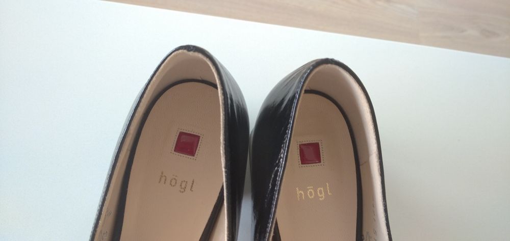 Lux nowe super wygodne Högl skórzane 40,5 40 czarne klamra skóra buty