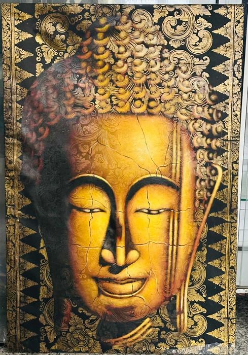 Arte Buddha em Tecido com Detalhes Dourados – de Bali, Vários