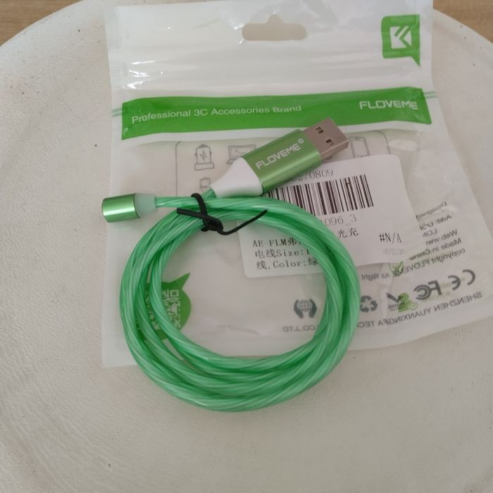 Kabel USB typu C magnetyczny swiecacy 1 m