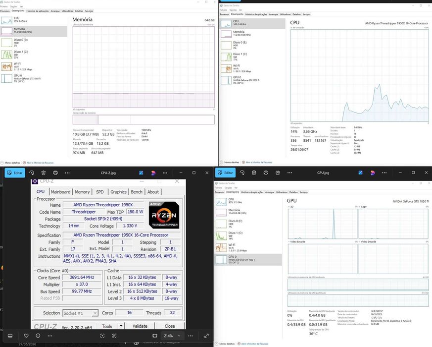 PC Workstation 16 Cores / 32 Threads | 64GB RAM | SSD + 4TB | Threadripper