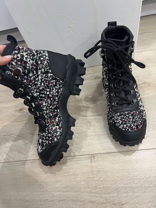 Демисезонні ботінки черевики шкіра+твід Moncler 37 розмір Prada оригінал