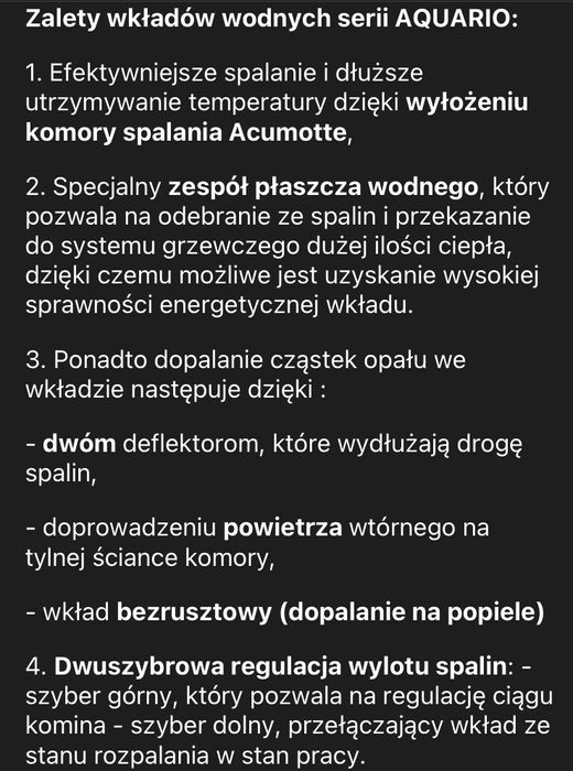 Kominek z płaszczem wodnym aquario a18