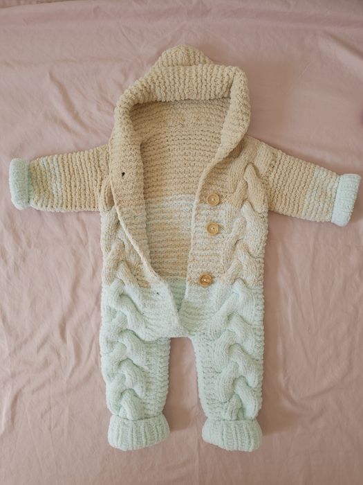 В'язаний демі комбінезон на дівчинку 3/6 міс