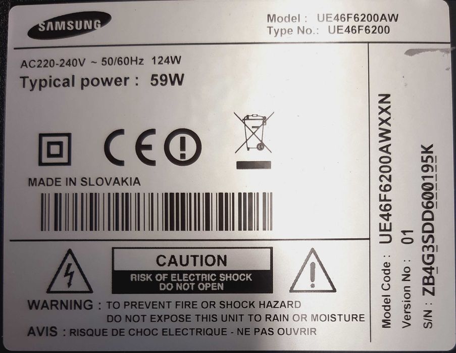 UE46F6200AWXXN – LCD Samsung – Peças