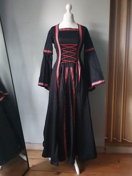 Długa bawełniana sukienka słowiańska gotycka ukrainian folklore pagan goth