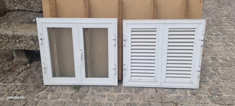 Janela e persiana dupla alumínio branco lacado