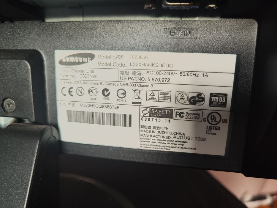 Monitor Samsung syncmaster  2023nw