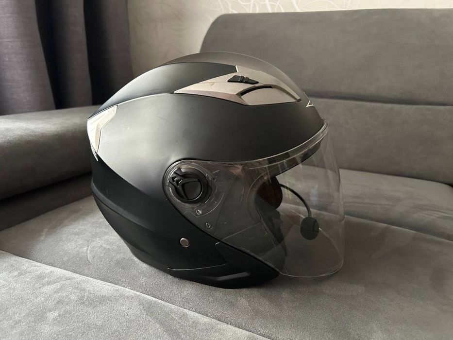 Мото шолом полуліцевік MP чорний