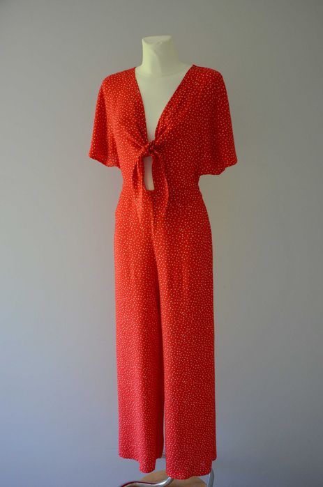 Mango długi czerwony kombinezon retro pin up 34 XS