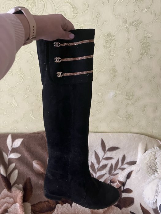 Сапоги замшеві високі