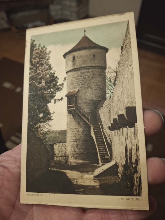 Pocztówka z przełomu XIX i XXw.1895-1905"Strafturm im Rothenburg ob der Tauber"Stan dobry.
