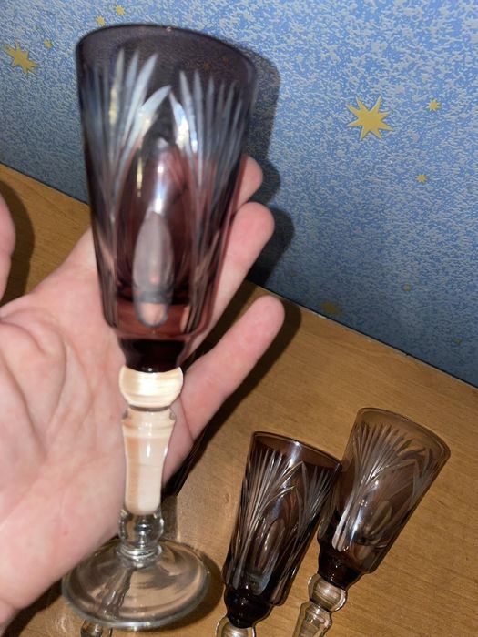 Бокалы/ фужеры марганцевый хрусталь, времён ссср