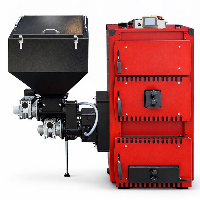 Kocioł Z Podajnikiem 12 kw do 120m 3 w 1 Na pellet Ekogroszek i Drewno