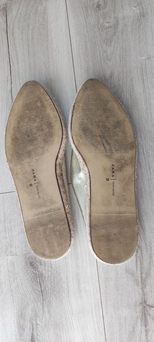ZARA Złote STYLOWE Espadryle Klapki 38