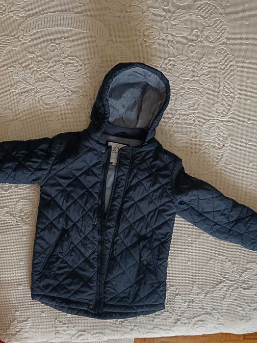 Parka menino, azul-escura, com capuz amovível