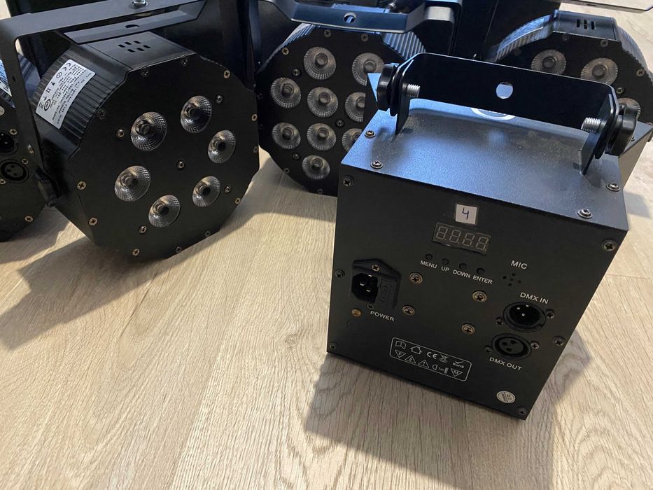 oświetlenie sceniczne LIGHT4ME LED PAR, Derby + kwmatik promyk + torba